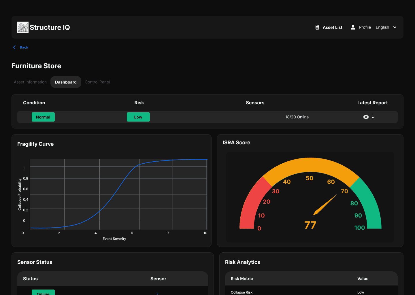 StructureIQ dashboard